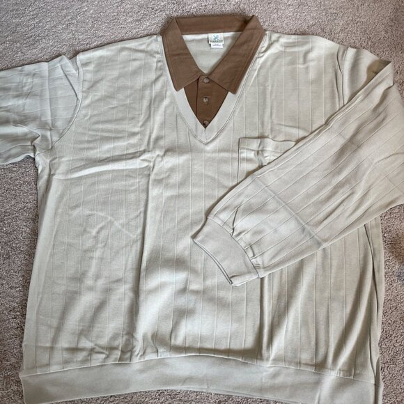 VTG 60s Haband Shirt Sz XXL Blue Beige Long Sleeve Layered Look Madmen Lot of 2 - Picture 12 of 14